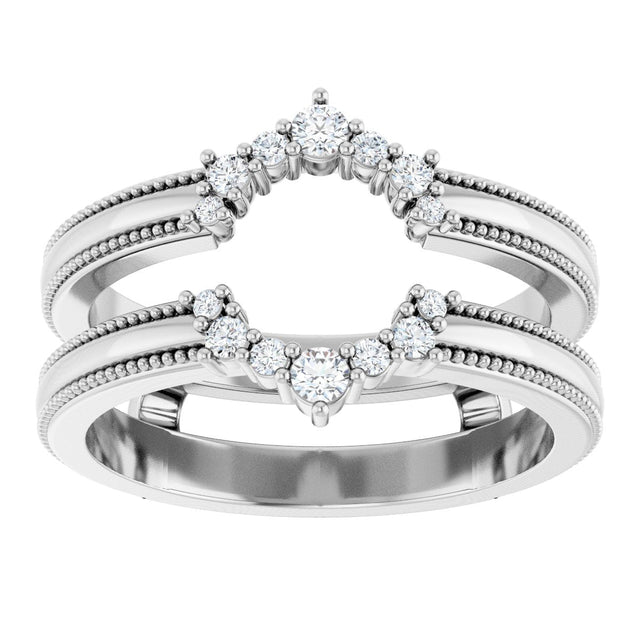 Platinum Round Natural Diamond Ring Guard VI - view 3