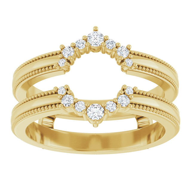 14K Gold Round Natural Diamond Ring Guard VI - Yellow Gold - view 3