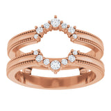 14K Gold Round Natural Diamond Ring Guard VI - Rose Gold - view 3