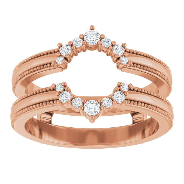 14K Gold Round Lab-Grown Diamond Ring Guard V - Rose Gold - view 3
