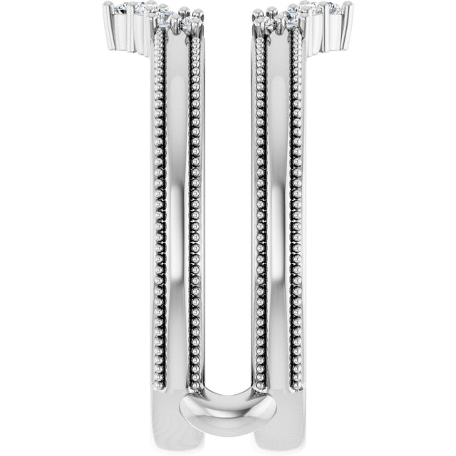 Platinum Round Natural Diamond Ring Guard VI - view 4