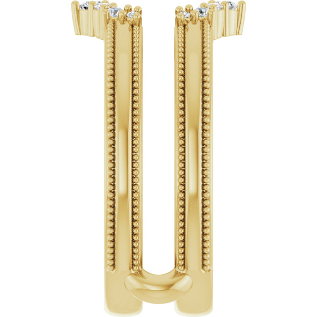 14K Gold Round Natural Diamond Ring Guard VI - Yellow Gold - view 4