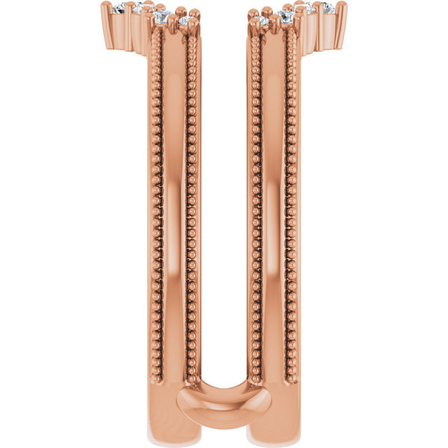 14K Gold Round Natural Diamond Ring Guard VI - Rose Gold - view 4