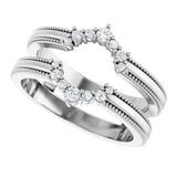 Platinum Round Natural Diamond Ring Guard VI - view 5