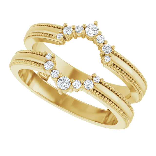 14K Gold Round Lab-Grown Diamond Ring Guard V - Yellow Gold - view 5