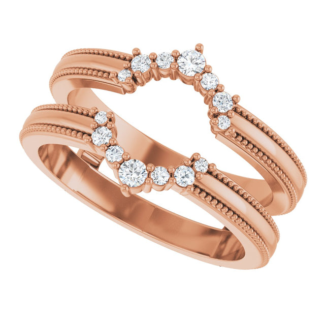 14K Gold Round Lab-Grown Diamond Ring Guard V - Rose Gold - view 5