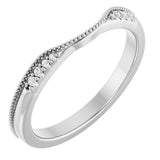 Platinum Round Natural Diamond Milgrain Edge Accented Contour Band III