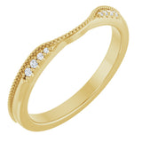 14K Gold Round Natural Diamond Milgrain Edge Accented Contour Band III - Yellow Gold
