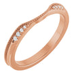 14K Gold Round Natural Diamond Milgrain Edge Accented Contour Band III - Rose Gold