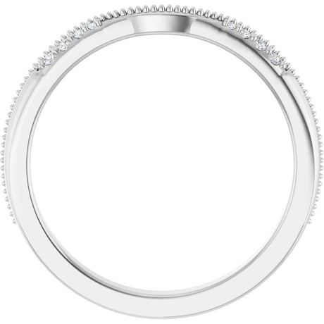 Platinum Round Natural Diamond Milgrain Edge Accented Contour Band III - view 2