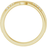 14K Gold Round Natural Diamond Milgrain Edge Accented Contour Band III - Yellow Gold - view 2