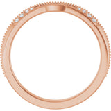 14K Gold Round Natural Diamond Milgrain Edge Accented Contour Band III - Rose Gold - view 2