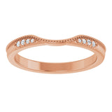 14K Gold Round Natural Diamond Milgrain Edge Accented Contour Band III - Rose Gold - view 3