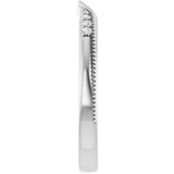 14K Gold Round Natural Diamond Milgrain Edge Accented Contour Band III - White Gold - view 4