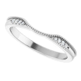 14K Gold Round Natural Diamond Milgrain Edge Accented Contour Band III - White Gold - view 5