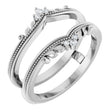 Platinum Round Natural Diamond Accented Milgrain Ring Guard