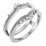 Platinum Round Natural Diamond Accented Milgrain Ring Guard