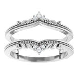 14K Gold Round Natural Diamond Accented Milgrain Ring Guard - White Gold - view 3