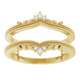 14K Gold Round Natural Diamond Accented Milgrain Ring Guard - Yellow Gold - view 3