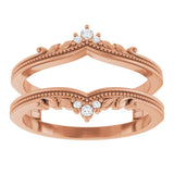 14K Gold Round Natural Diamond Accented Milgrain Ring Guard - Rose Gold - view 3