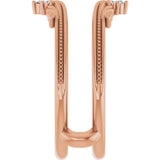 14K Gold Round Natural Diamond Accented Milgrain Ring Guard - Rose Gold - view 4