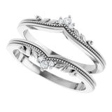 Platinum Round Natural Diamond Accented Milgrain Ring Guard - view 5