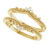14K Gold Round Natural Diamond Accented Milgrain Ring Guard - Yellow Gold - view 5