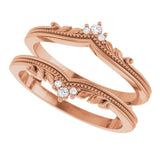 14K Gold Round Natural Diamond Accented Milgrain Ring Guard - Rose Gold - view 5