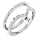 Platinum Round Natural Diamond Ring Guard VII