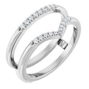 Platinum Round Natural Diamond Ring Guard VII