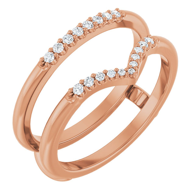 14K Gold Round Lab-Grown Diamond Ring Guard – 1.3mm Stones - Rose Gold