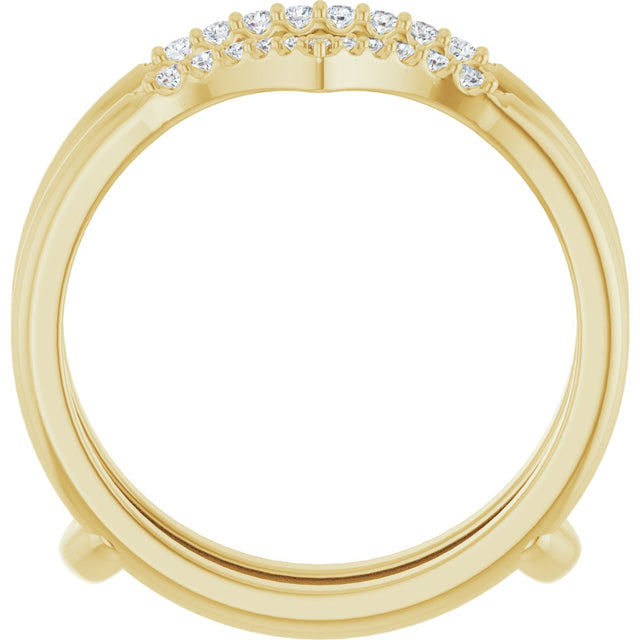 14K Gold Round Natural Diamond Ring Guard VII - Yellow Gold - view 2