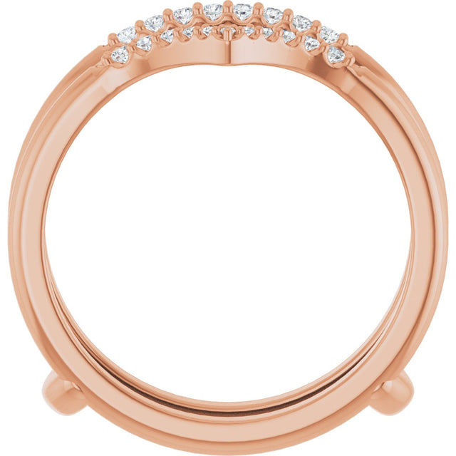 14K Gold Round Natural Diamond Ring Guard VII - Rose Gold - view 2