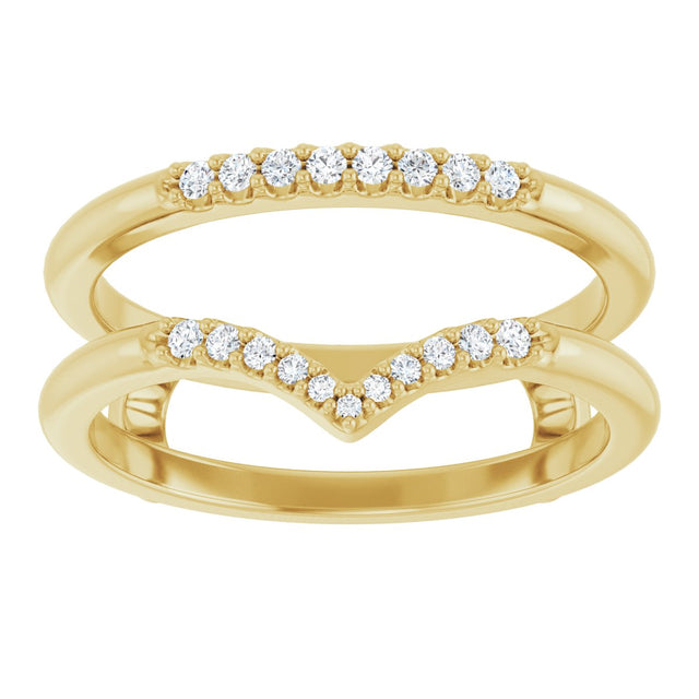 14K Gold Round Natural Diamond Ring Guard VII - Yellow Gold - view 3