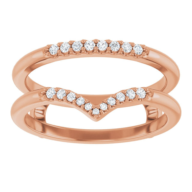 14K Gold Round Natural Diamond Ring Guard VII - Rose Gold - view 3