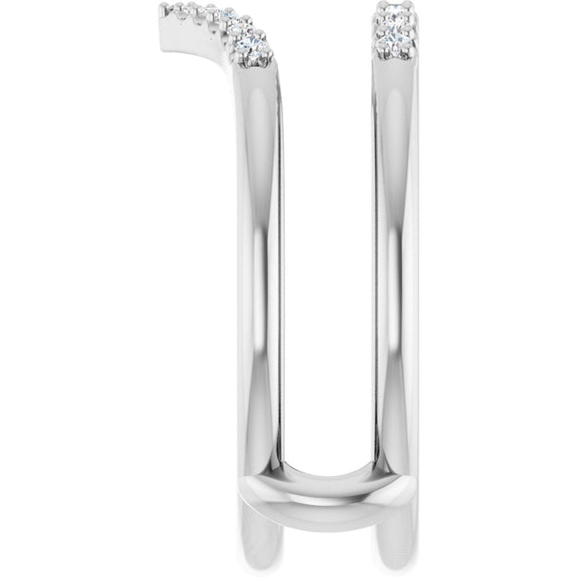 14K Gold Round Natural Diamond Ring Guard VII - White Gold - view 4