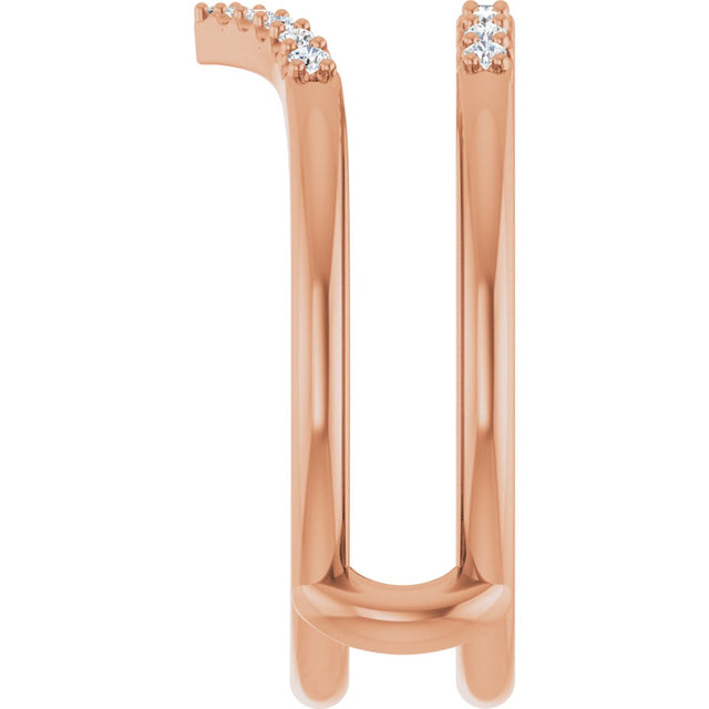 14K Gold Round Natural Diamond Ring Guard VII - Rose Gold - view 4