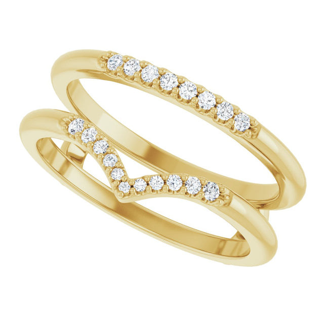 14K Gold Round Natural Diamond Ring Guard VII - Yellow Gold - view 5