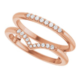 14K Gold Round Natural Diamond Ring Guard VII - Rose Gold - view 5