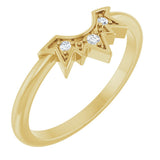 14K Gold Round Natural Diamond Sunburst Contour Band - Yellow Gold