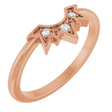 14K Gold Round Natural Diamond Sunburst Contour Band - Rose Gold