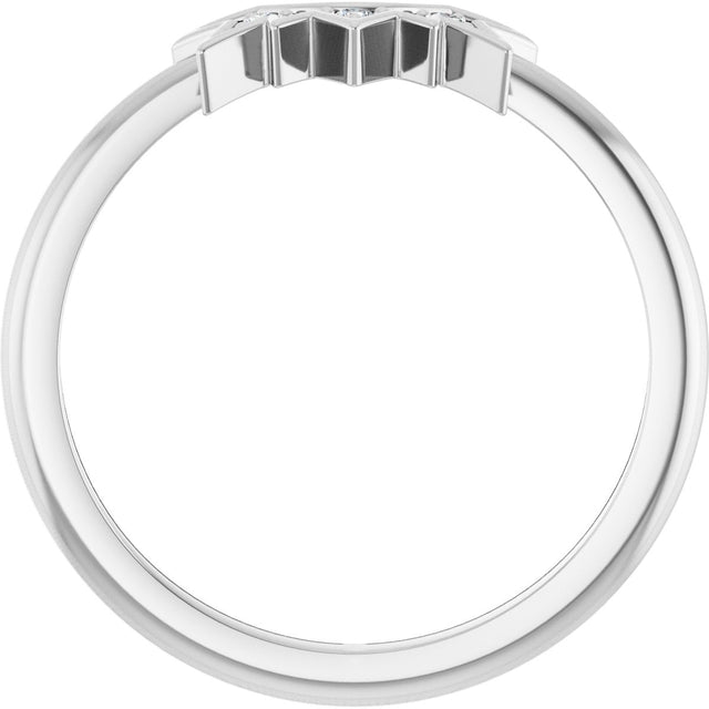 Platinum Round Natural Diamond Sunburst Contour Band - view 2