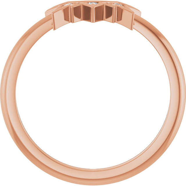 14K Gold Round Natural Diamond Sunburst Contour Band - Rose Gold - view 2