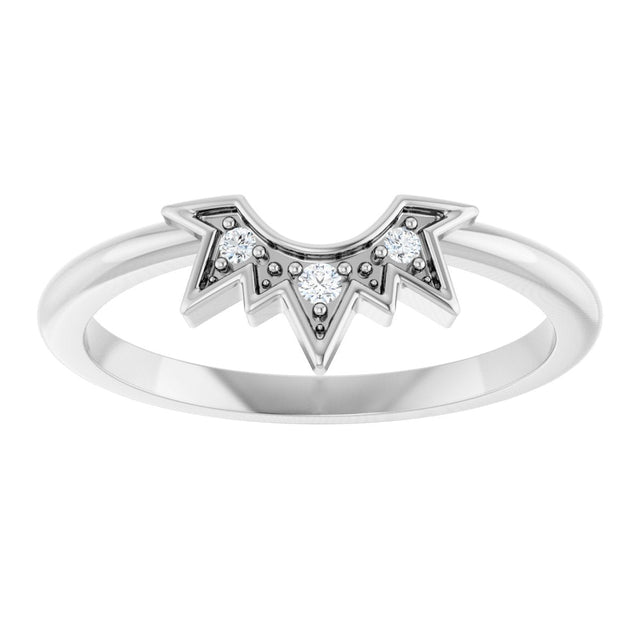 Platinum Round Natural Diamond Sunburst Contour Band - view 3