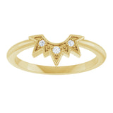 14K Gold Round Natural Diamond Sunburst Contour Band - Yellow Gold - view 3