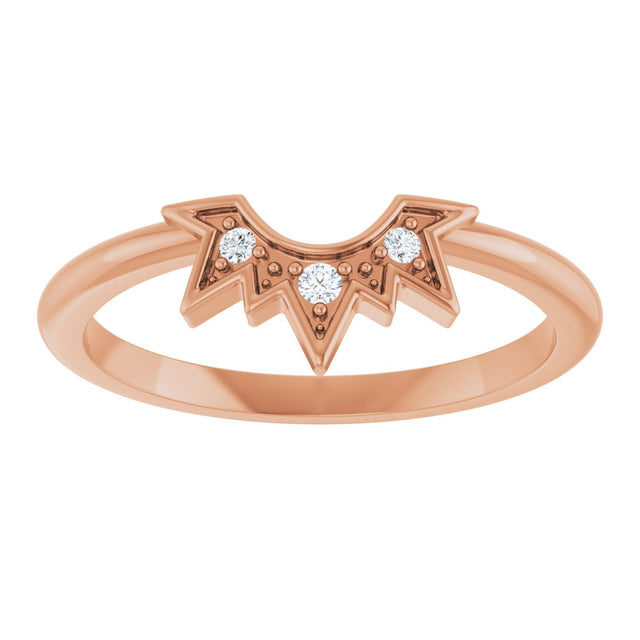 14K Gold Round Natural Diamond Sunburst Contour Band - Rose Gold - view 3