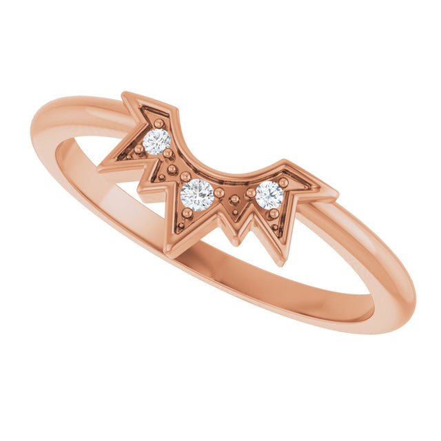 14K Gold Round Natural Diamond Sunburst Contour Band - Rose Gold - view 5