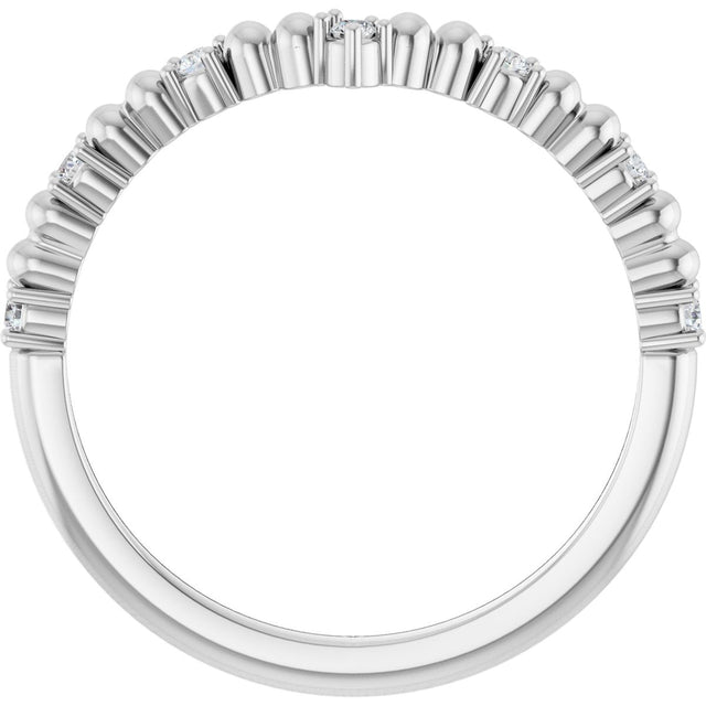 14K Gold Round Natural Diamond Contour Band V - White Gold - view 2
