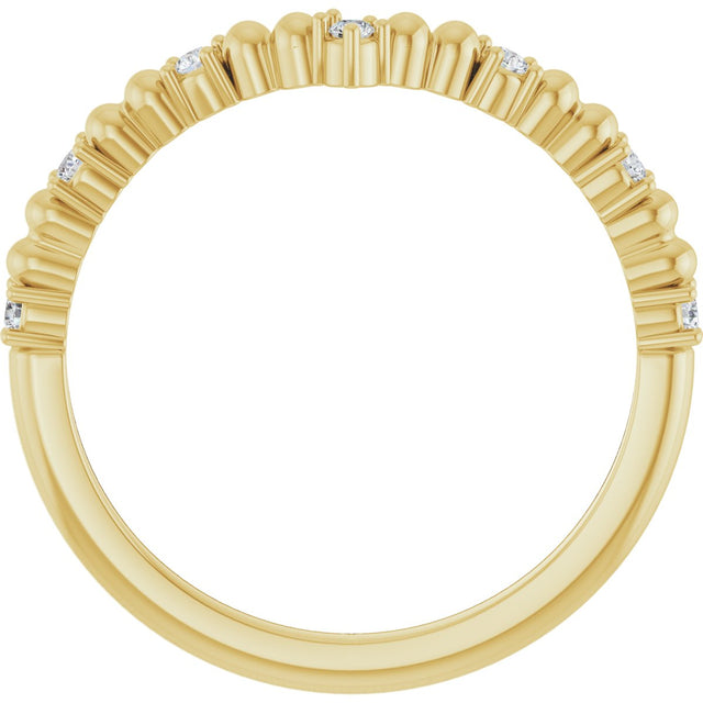 14K Gold Round Natural Diamond Contour Band V - Yellow Gold - view 2