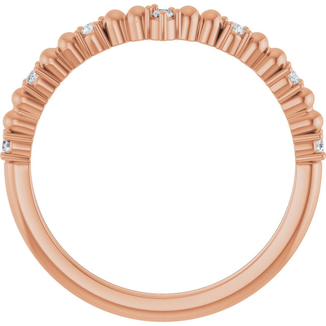 14K Gold Round Natural Diamond Contour Band V - Rose Gold - view 2